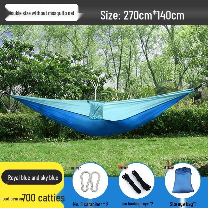 Outdoor Anti-Rollover Hanging Chair Hammock - Single/Double, Color-block Nylon, Parachute Cloth, Lightweight Swing.
