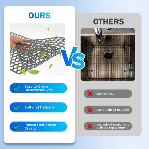 Shuiling Silicone Sink Mat, Heat Resistant -40~230C, Anti-Slip Sink Drain Protector, Kitchen Sink Mat, Plate Holder, Drying Mat (66*35cm*1 Piece)