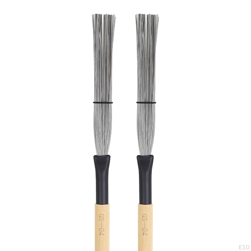 2 Drum Brushes with Comfortable Wooden Handles, for Sticks, Country Music