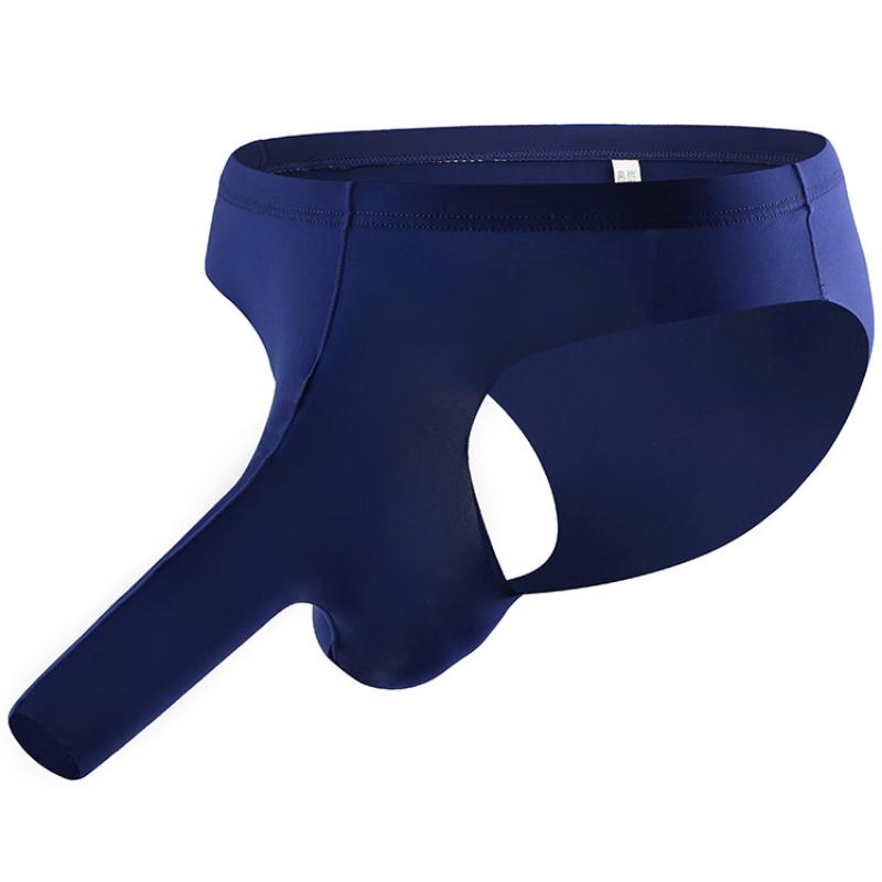 Men'S Ice Silk Underwear Ice Silk Seamless Briefs Bullet Separation Pouch Panties Thin Breathable Underpants Bikini Slip Homme