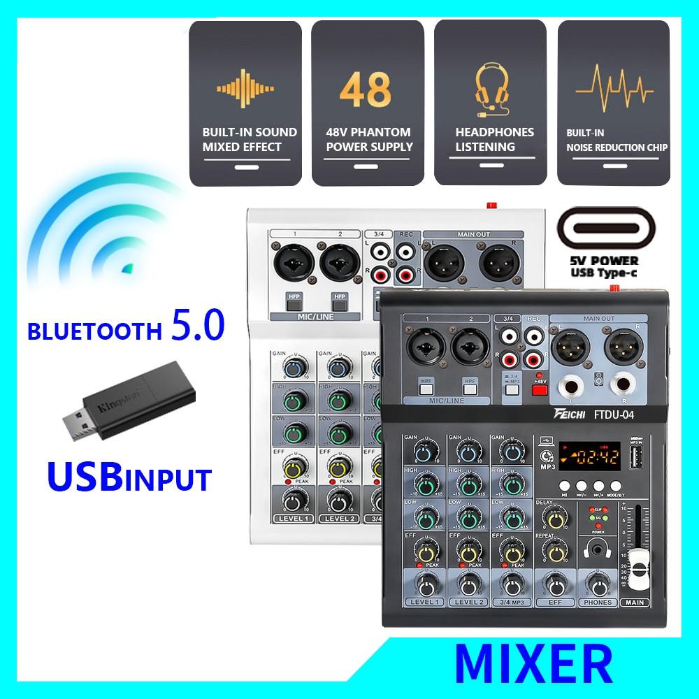 Professional Mixer Bluetooth 5.0 Computer Recording Live Broadcast Small Home Stage Audio Reverb System Sound Card Mixer