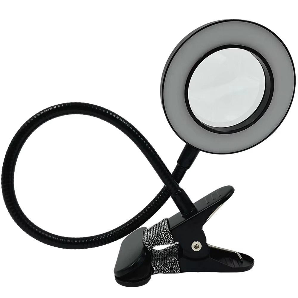 Flexible LED Magnifying Glass Lamp 5X Magnification Clip on Desk Lamp  Soldering Work