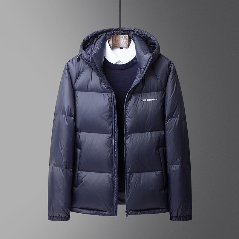 Men's Hooded Down Jacket - Winter 2025 Fashion: Short, Thick, High Loft, Warm Puffer Coat