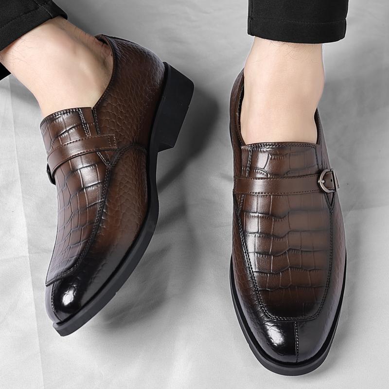 Fashion Slip on Business men's leather shoes fashion luxury designer styles Formal office party Daily versatile brown shoes 38-44