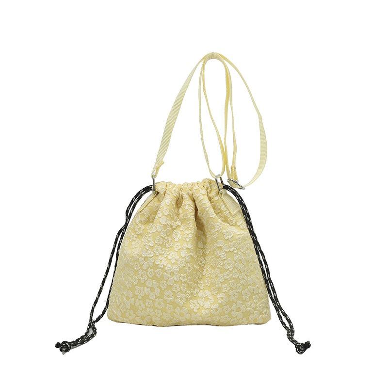 New handbag lazy wind one shoulder oblique bucket bag women's leisure summer floral small square bag