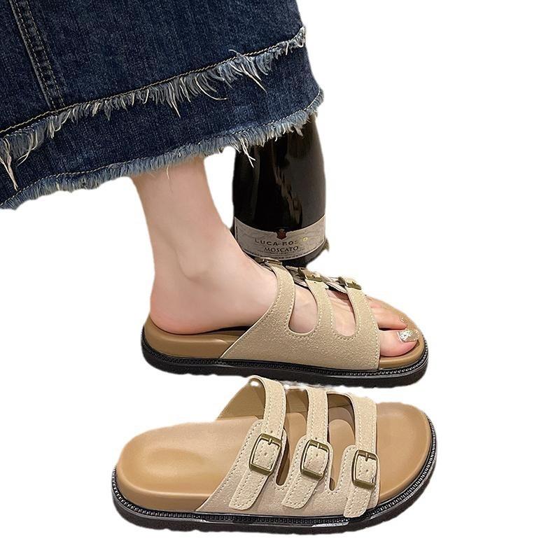 Slippers women wear 2025 summer new versatile non-slip Internet celebrity soft sole pregnant women home beach shoes trend sandals