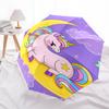 Rainbow Unicorn Moon Auto-Open Close Umbrella - Portable 3-Fold Design with Iron Frame, Gift for Fans and Travelers0104404a
