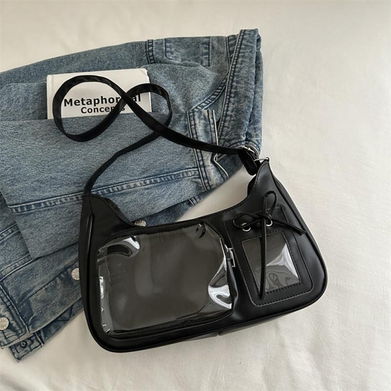 Market-6 Japanse Stijl Harajuku Schoudertas Transparante Ita Bag Dames Ruches Handtassen Koreaanse Mode School Crossbody Tas black