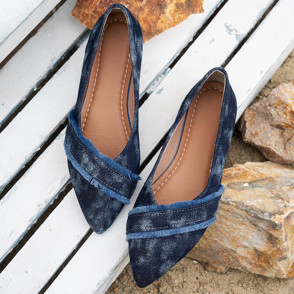 Cowboy Color Flat Sole Single Shoe, Light Mouth Comfortable Casual Women's Shoes