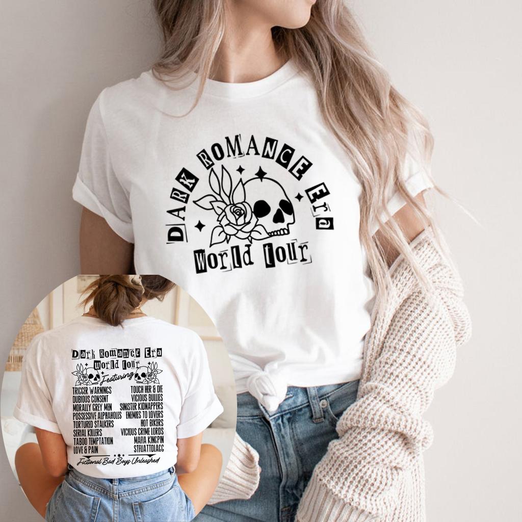 Dark Romance Era World Tour Shirt Dark Romance Book Club T-shirt Unisex Short Sleeve T-Shirts Graphic T Shirts Book Lover Gift