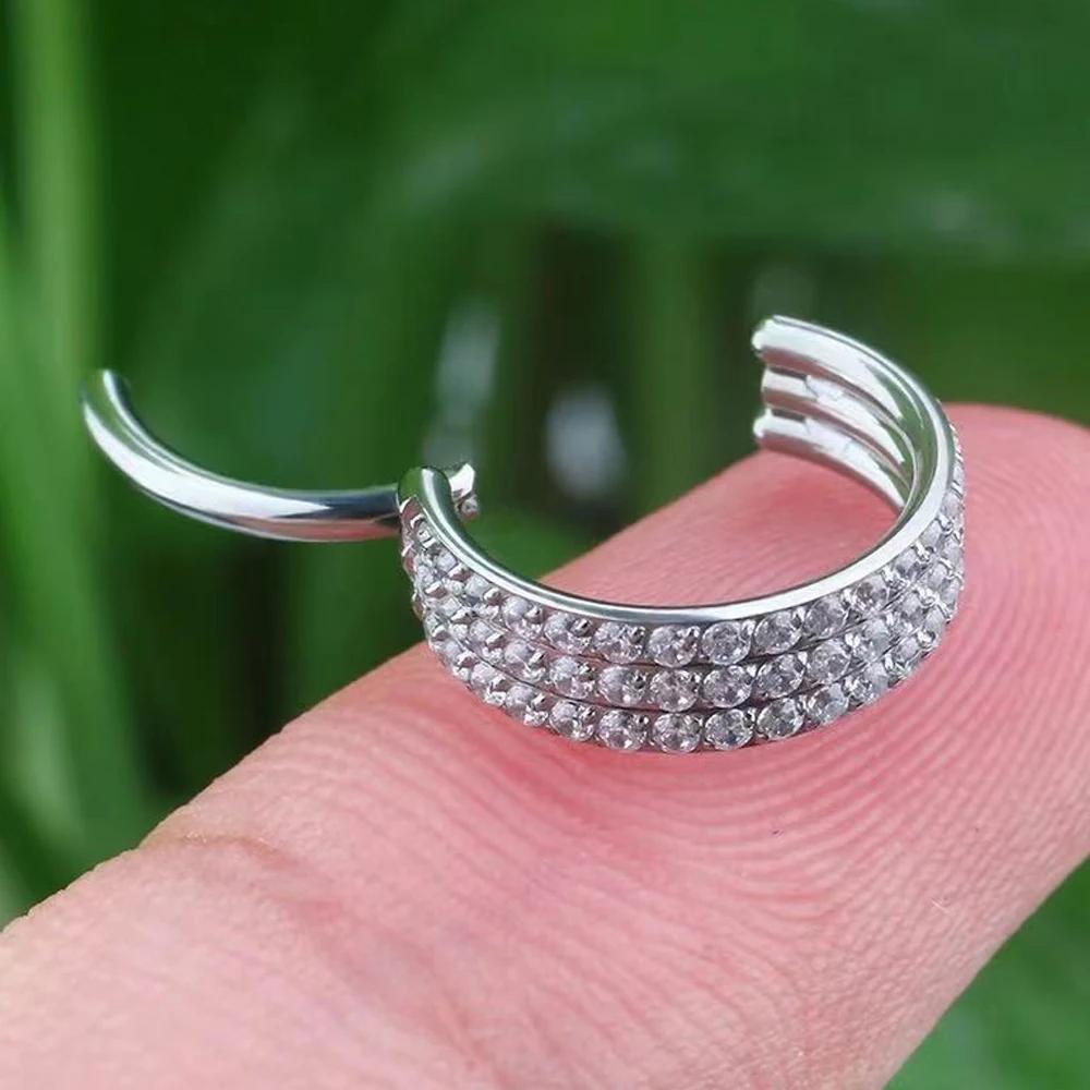 G23 Titan Piercing Doppellagig Dreifach Gestapelt Scharniert Zirkon Nasenring Helix Knorpel CZ Kleiner Knorpel Septum Clicker