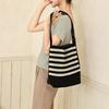 Black and white striped bucket bag women's large-capacity large bag leisure vacation beach bag versatile portable shoulder tote bag