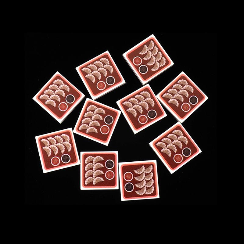 City Food Building Blocks Character Accessories Printing Set Fish Mushroom Fruit Burger Refrigerator Hot Dog Pizza Basin Toy