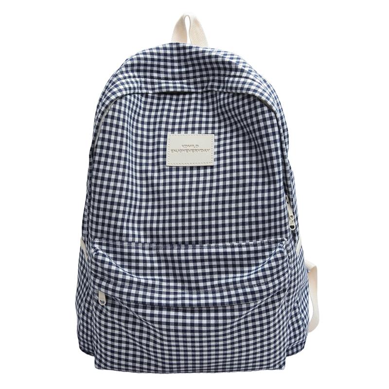 Plaid Backpack Campus Student Schoolbag Nylon Large Capacity Backpack