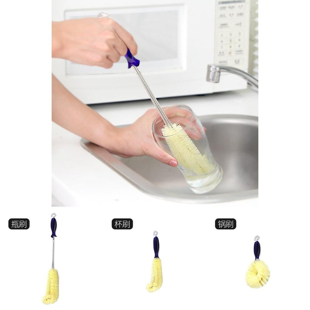 Long Handle Vase Cleaning Brush With Dense Bristles And Curved Design