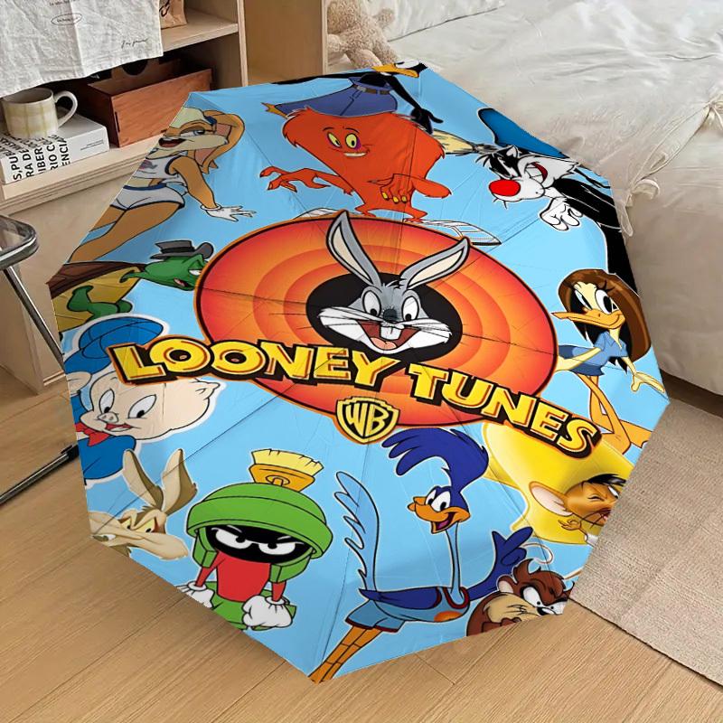 1pc Looney Tunes Automatic Open/Close Umbrella Compact Folding Umbrella with 8-Rib Shaft Lightweight Esign, for Women/Men1197A