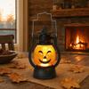 Halloween Pumpkin Lantern with LED Light, Portable Retro Horse Lantern with Funny Pumpkin Faces, Safe Flame-Free Halloween Decoration for Indoor
