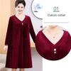 Women's Plus Size Velvet Dress Spring Autumn V-Neck Loose Long A-Line Dress