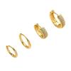 4Pcs/Set Luxury Metal Circle Inlaid Zircon Hoop Earrings for Women Fashion Gold Color Ear Buckle Earring Set Party Jewelry Gifts