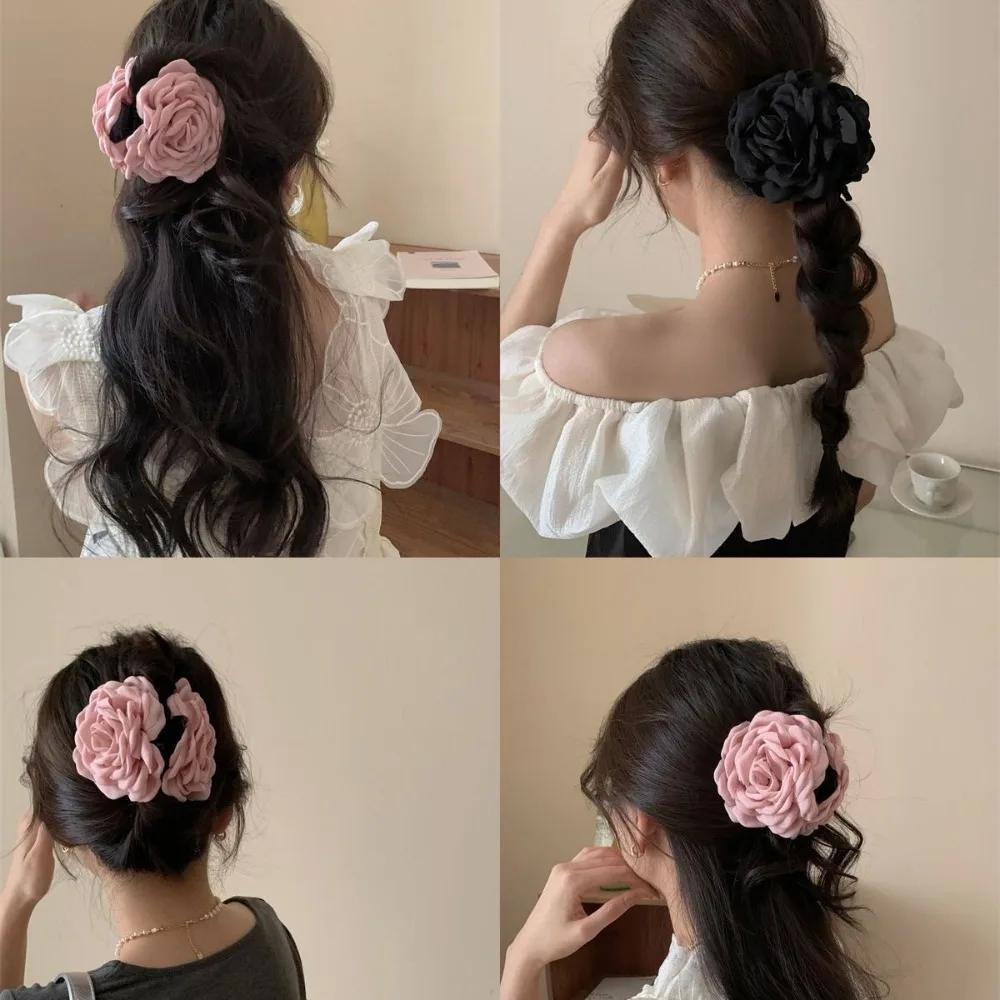 Pinces à cheveux en tissu de coton de taille moyenne, 16 couleurs, en forme de fleur de rose, pour femmes, pinces coréennes en forme de requin, accessoires pour cheveux