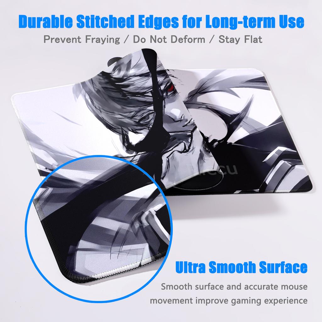 Black White Anime Desk Mat Tokyo Ghoul Mousepad Kaneki Ken Computer Gamer Non-slip Mouse Pad HD XXL PC Keyboard Desk Pad Playpad