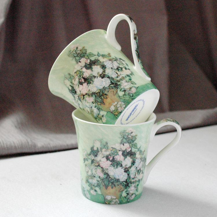 Van Gogh Bone China Mug: Creative Ceramic Cup with Famous European Painting - Personalized Gift