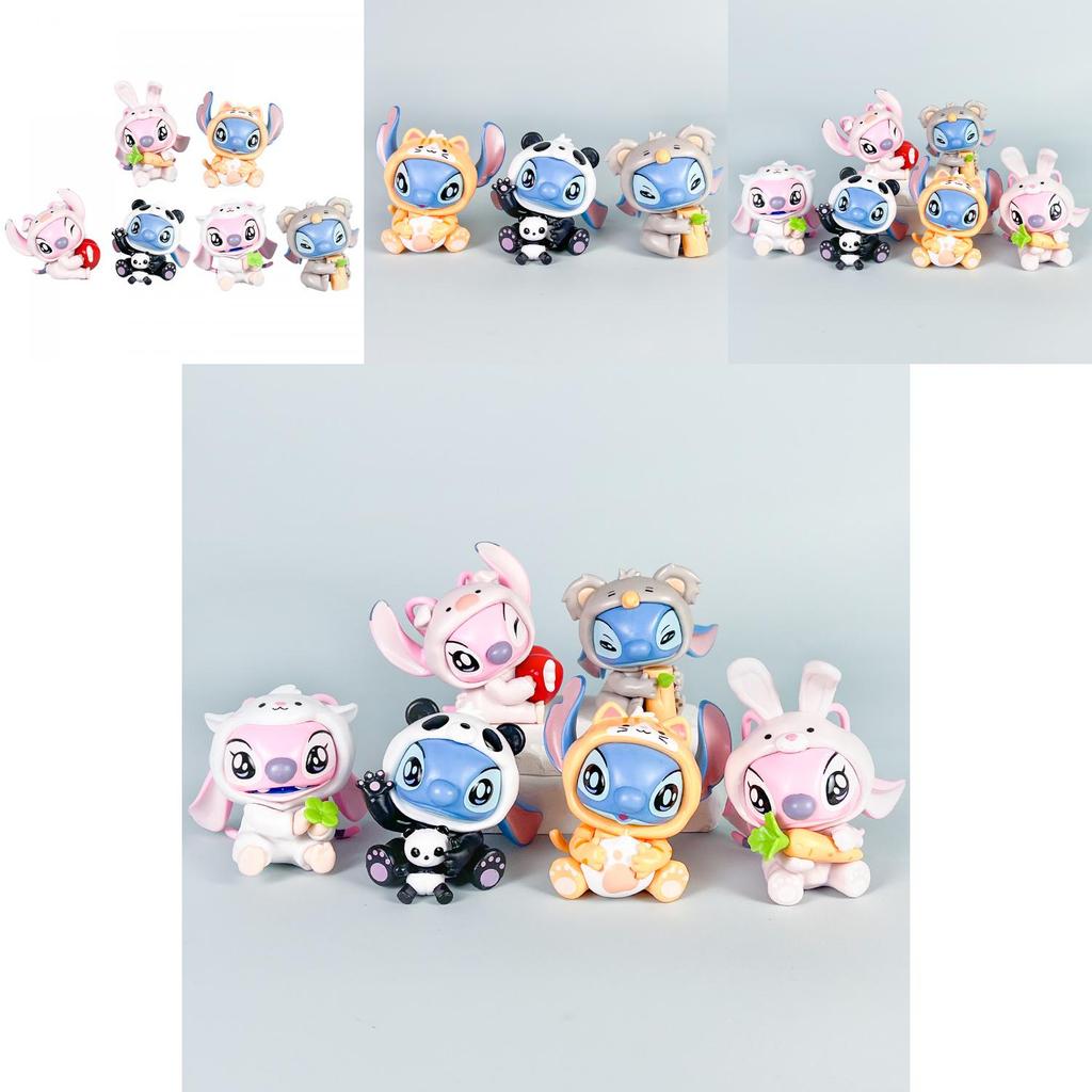 Stitch And Angel Rabbit Panda Tiger Cat Koala Pig Animal Series Model For Kids And Fans