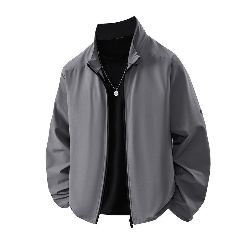 

Осенне-зимняя куртка мужская новая повседневная свободная однотонная модная мужская универсальная деловая куртка-стойка на тренч M