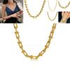 Collier Mode Acier Titane Forme U Chaîne Irrégulière Plaqué Or Élégant Couples Pour