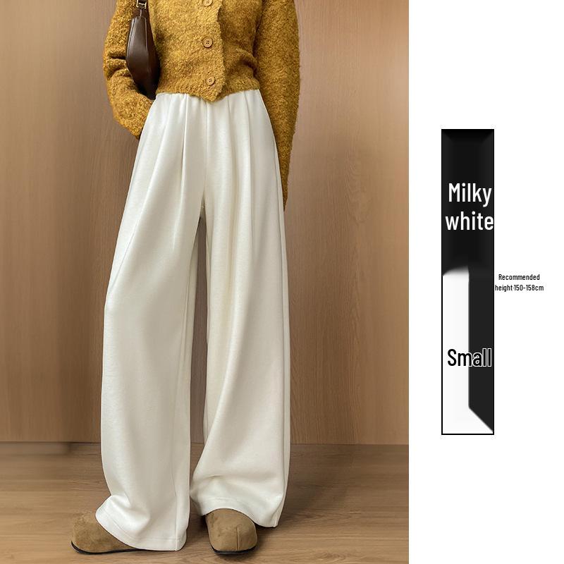 

Coffee Velvet Wide-Leg Pants - Women s 2025 Autumn/Winter High-Waist Woolen Casual Loose Fit. L