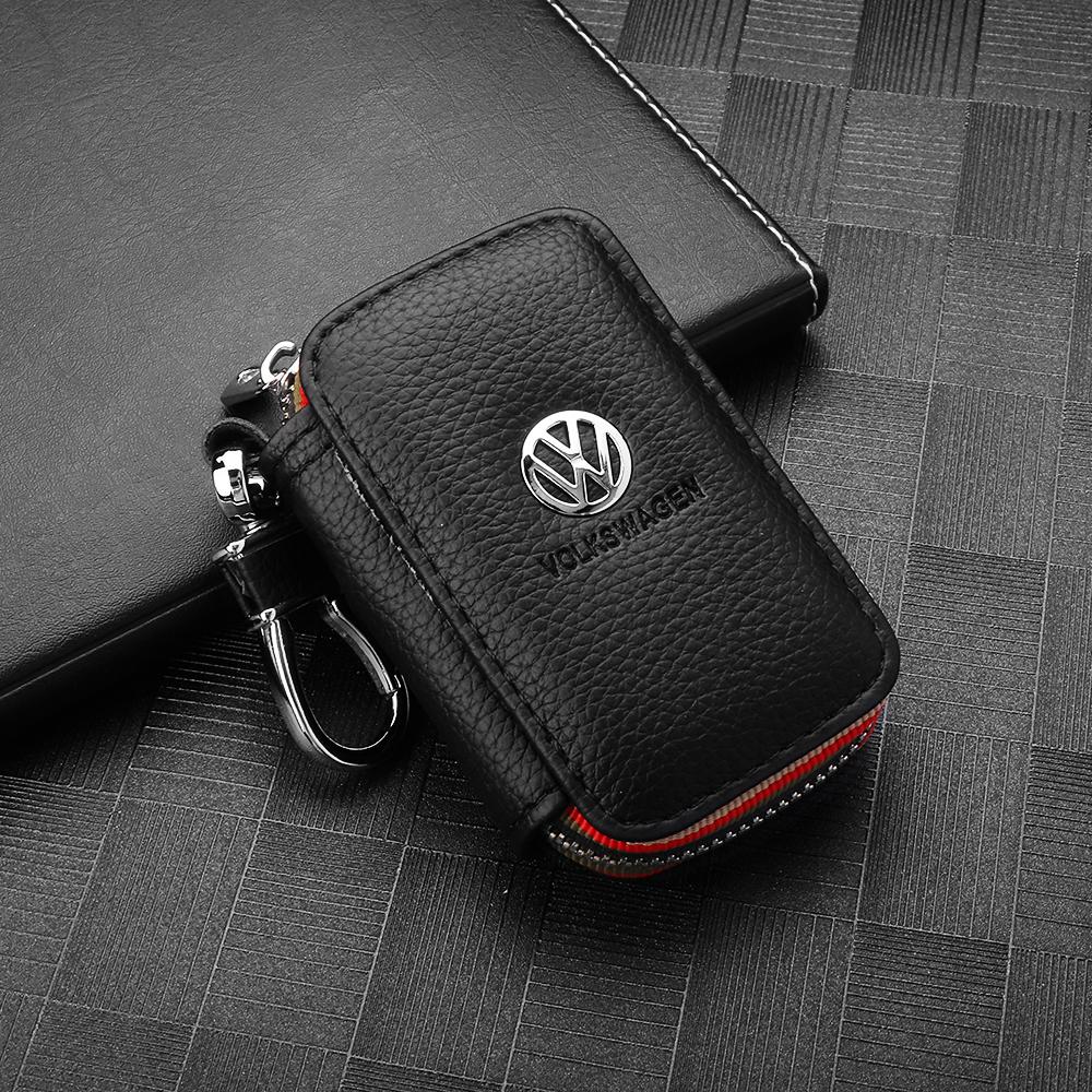 Metal/Leather Car Key Ring Braided Rope Key Case Key Chain For Volkswagen Golf 7 Caddy Passat CC Lavida Sagitar Scirocco Tiguan