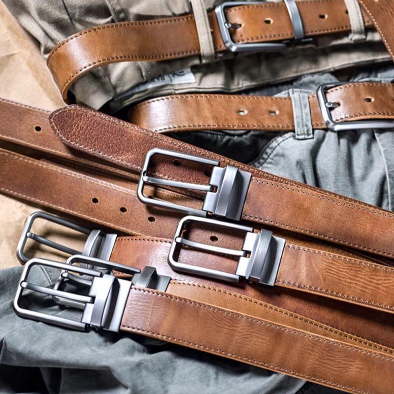 Vintage Handmade Top Grain Cowhide Belt - Men's Distressed Genuine Leather with Pin Buckle