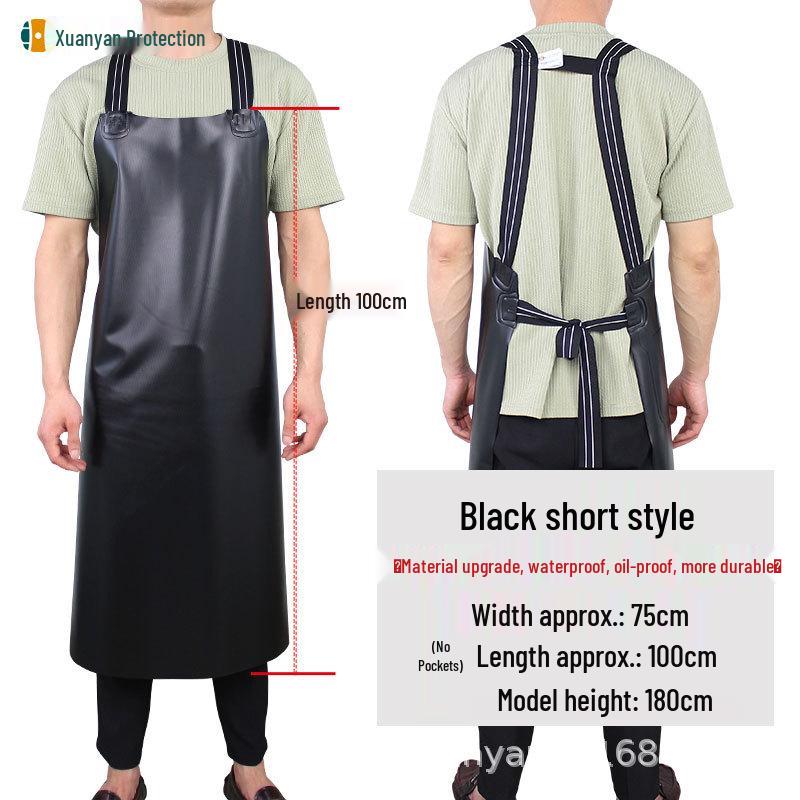 Soft Leather Waterproof Apron - Oil-Proof, Acid & Alkali Resistant, Unisex Kitchen & Workwear