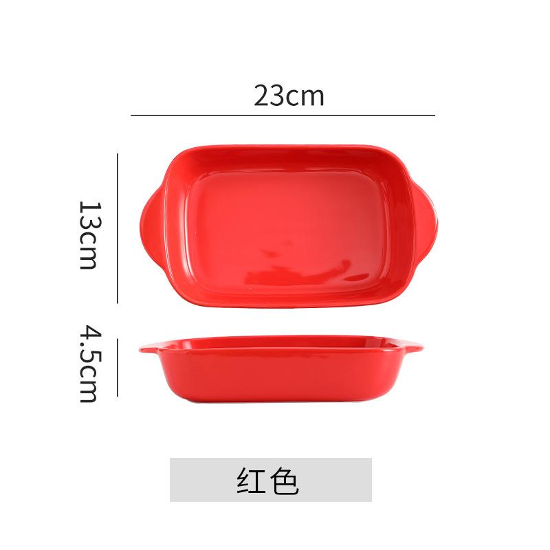Ceramic Binaural Baking Pan Cheese Baked Rice Bowl Creative Baking Pan Oven Bowl Nordic Style Plate Household Restaurant Hotel Plate