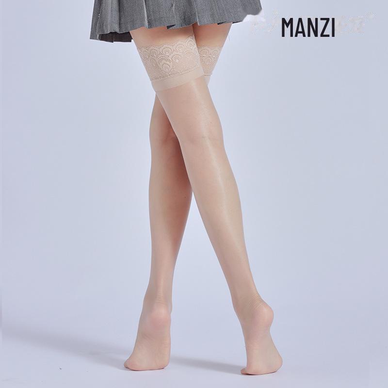 Silky Black Over-the-Knee Lace Thigh-Highs with Non-Slip Silicone