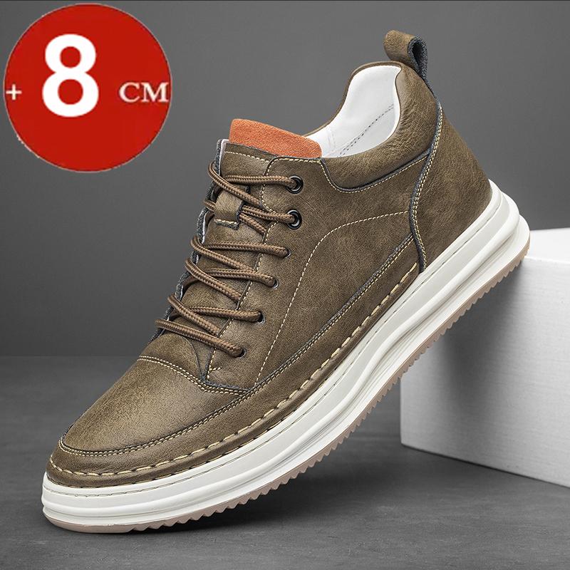 Scarpe da Ginnastica Casual Board Man in Vera Pelle Scarpe con Zeppa Sportiva Rialzanti Scarpe Rialzanti Invisibili