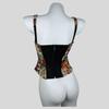 Women's Vintage Floral Boned Corset Top, Push Up Bustier Spaghetti Strap Crop Top For Waist Cinching & Layering