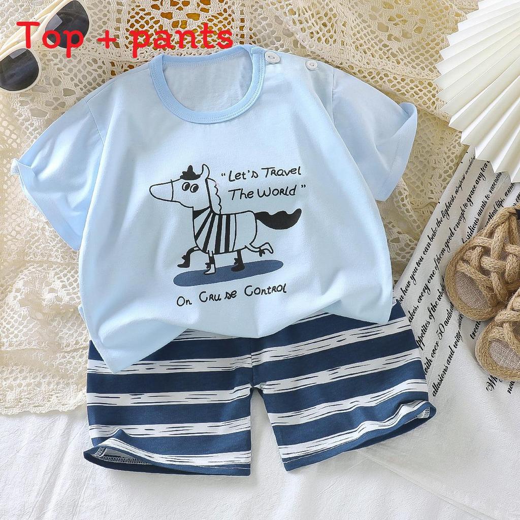 Sommer Cartoon Hoodie und Shorts Set für Kinder aus weicher Baumwolle