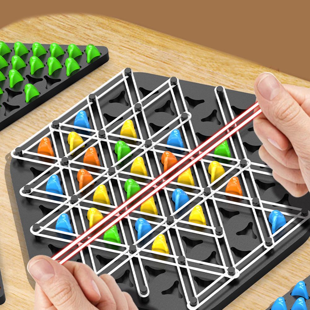 New Geometry Chain Chess Puzzle Triangle Chess Desktop Game Rubber Band Training Family Interaction Exercise Thinking Toys Gifts