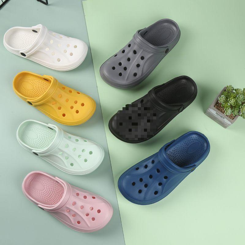 Indoor home non-slip simple garden baotou daily light shoes solid color couple hole shoes 40 1980₽