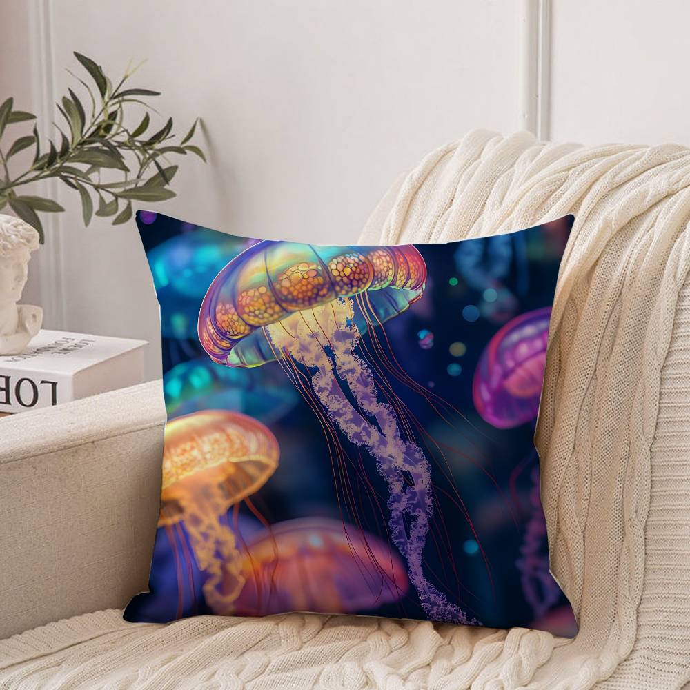 Beautiful Marine Life Jellyfish Pillow Case Home Decor Throw For Sofa Bed Car Room Decor Gift Idea