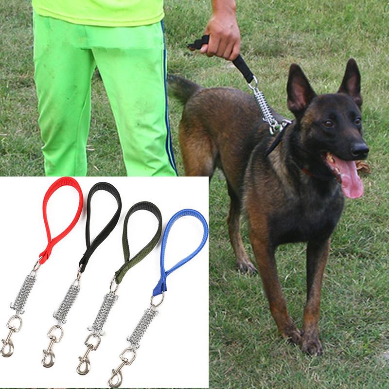 Dog Leash Spring Short Dogs Leash PU Leather Leashes for Large Dogs Walking Traction Nylon Rope Durable Dog Leashes Pet Chain
