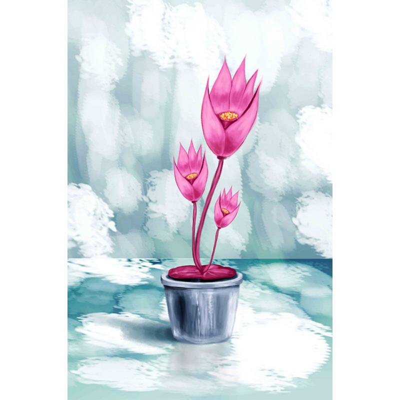 New Nordic Simple Still Life Oil Painting Flower Bonsai Art Canvas Painting Living Room Corridor Office Home Decoration Mural No Frame