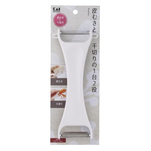Kai KAI Dual-Purpose Peeler/Julienner with Potato Peeler and Shredder, White, Made In Japan, DH8014