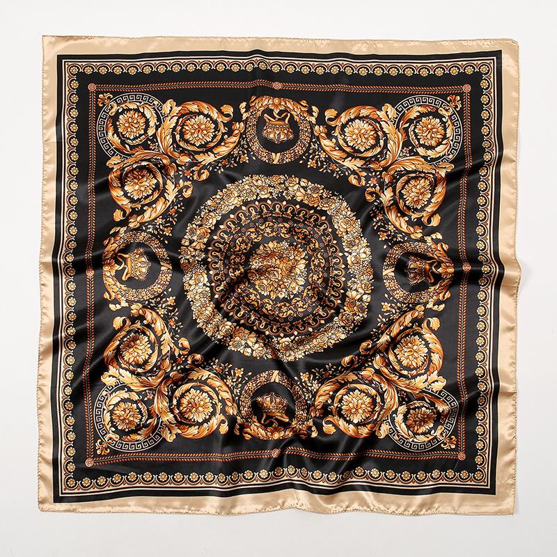Modisches quadratisches Seidentuch für Damen Haarband Weiches Halstuch Vintage Hijab Blumenmuster Kopftuch Damen Pashmina Bandana