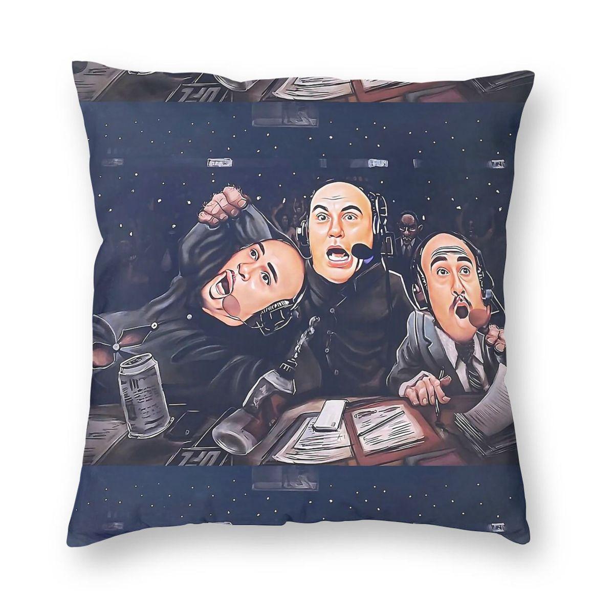 Commentators Joe Rogan Jon Anik Daniel Cormier Pillowcase Polyester Linen Velvet Printed Zip Decor Pillow Case Bed Cushion Cover Peach skin 18*18(CM)-1Pcs