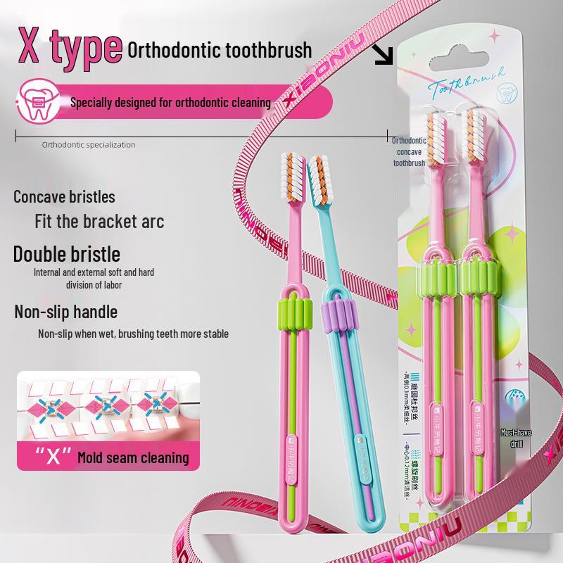6-Pack U-Shaped Soft Bristle Orthodontic Toothbrushes for Teens & Adults