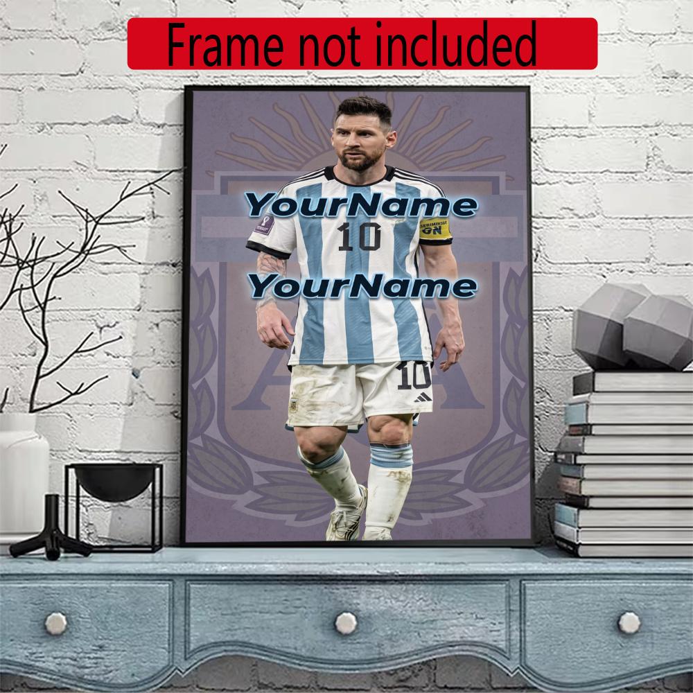 Messi Customize Your Name Diamond Painting Round Diamond Diy Frameless Holiday Artwork Suitable For Home Office Wall Decoration