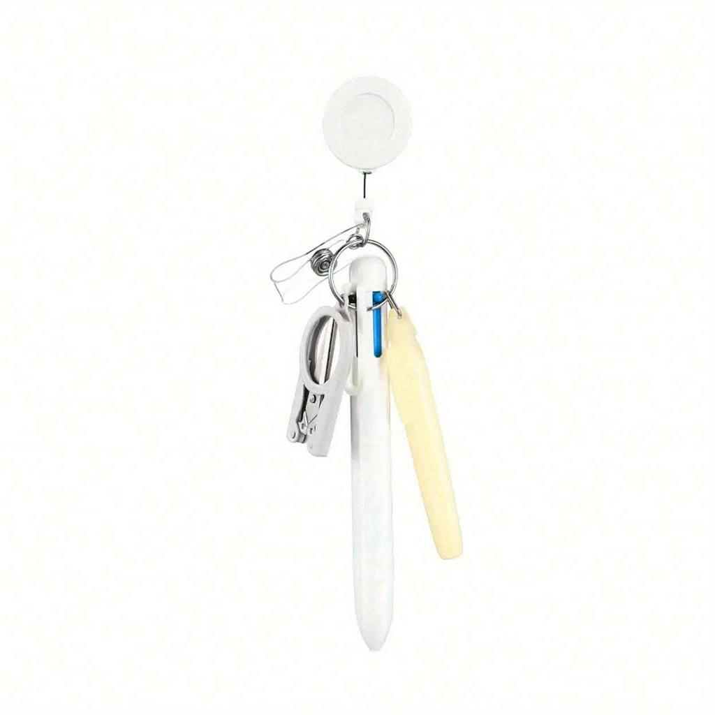 Portable Stationery Set,   Can Cut Gauze, Extendable Zipper Badge Clip