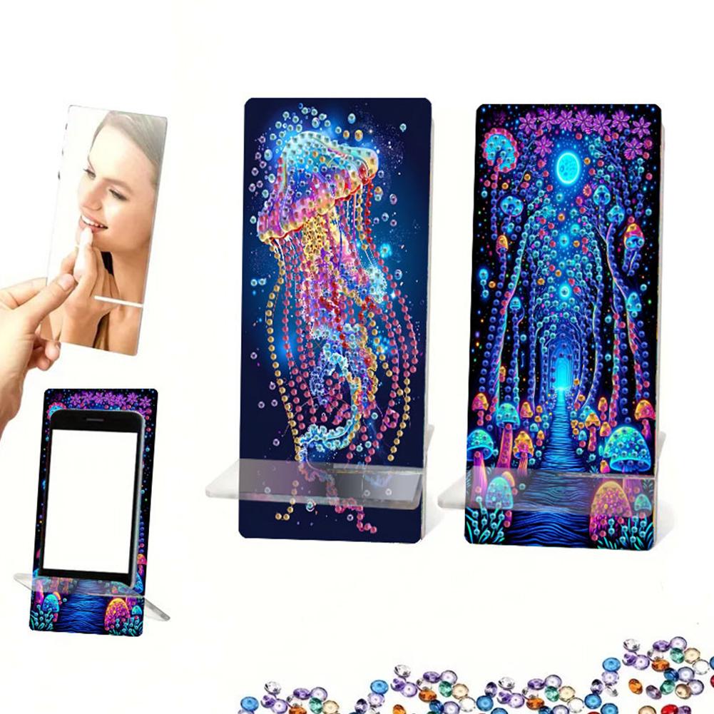 

2Pcs Acrylic DIY Animals Flower Diamond Painting Phone Holder Rhinestone Phone Mount Smartphone Support for Adults Beginners